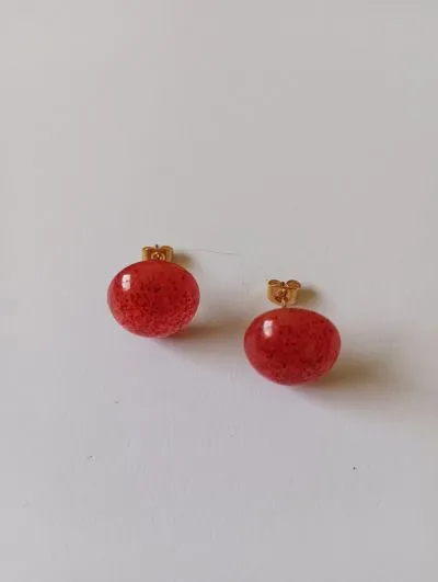 Pendientes Botón Rojos - Imagen 4