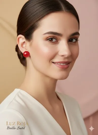 Pendientes Botón Rojos - Imagen 2