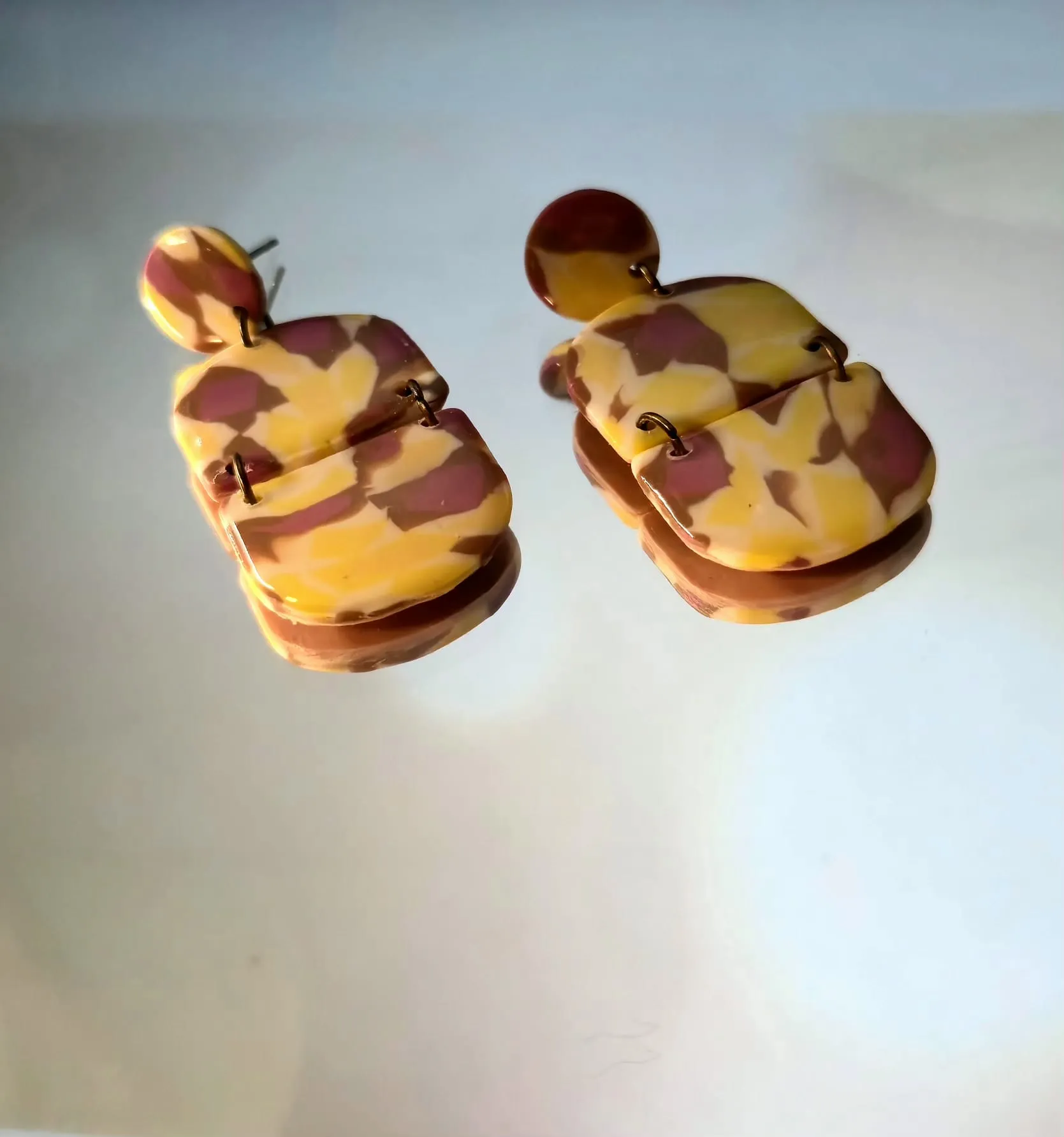 Pendientes Dúo Soft estampado miel silvestre