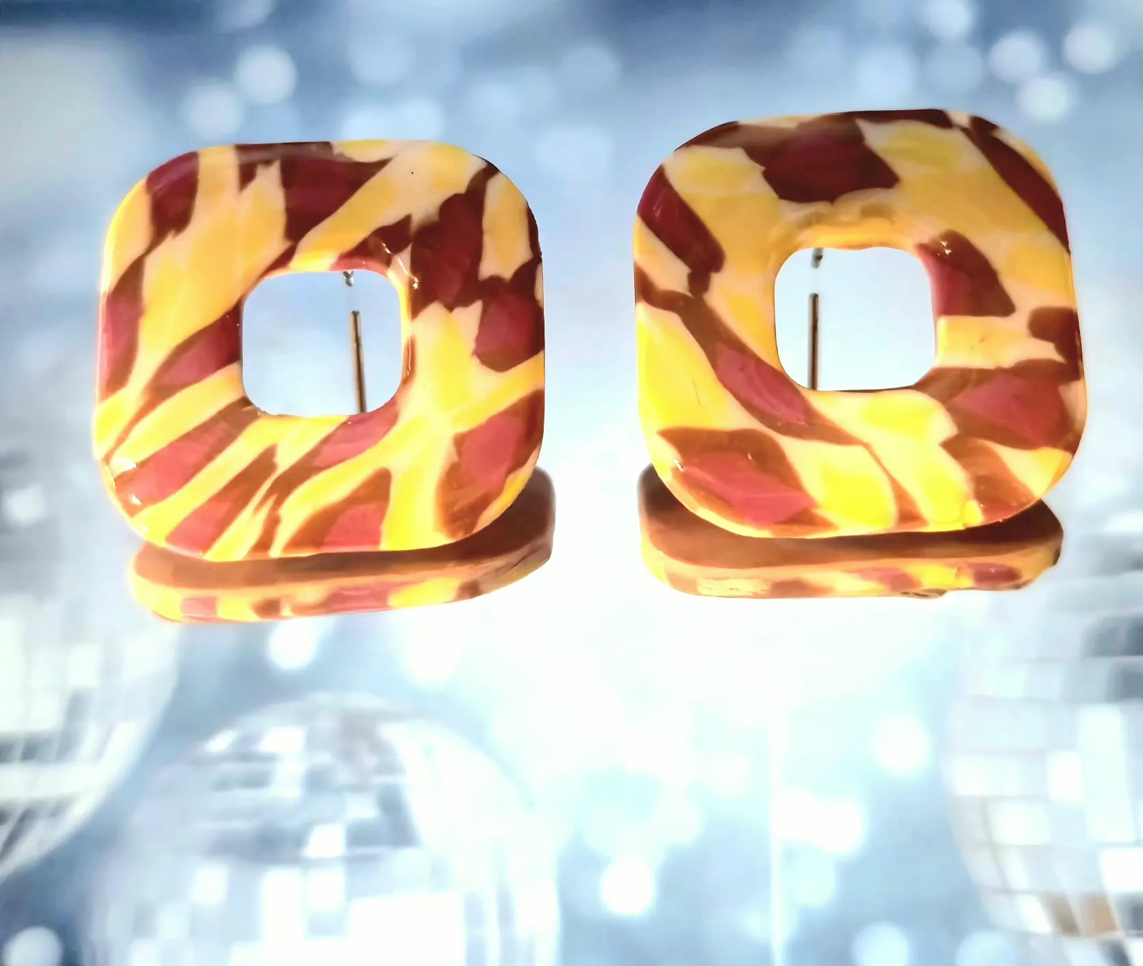 Pendientes Nido con estampado miel silvestre