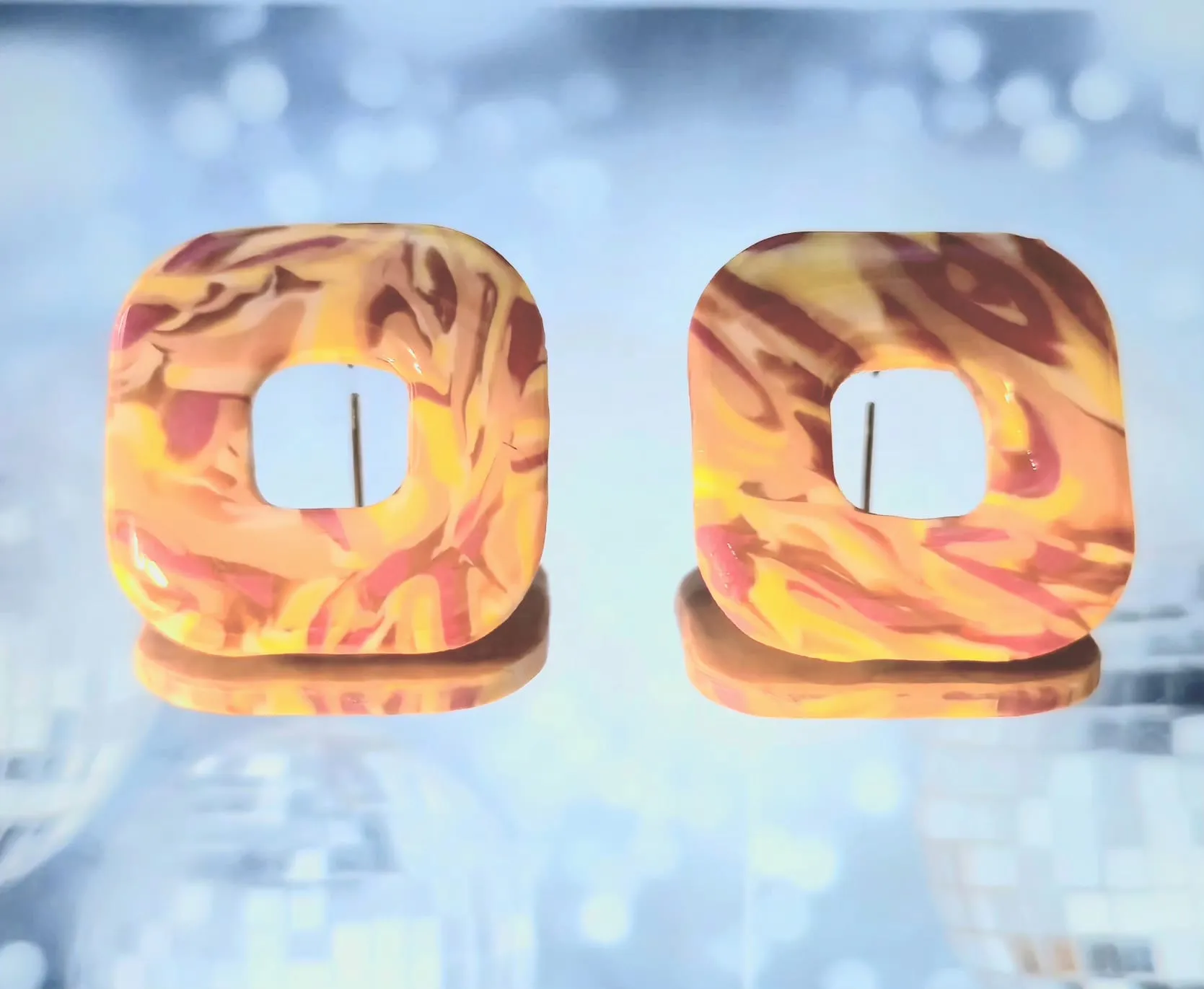 Pendientes nido con estampado miel silvestre matizado