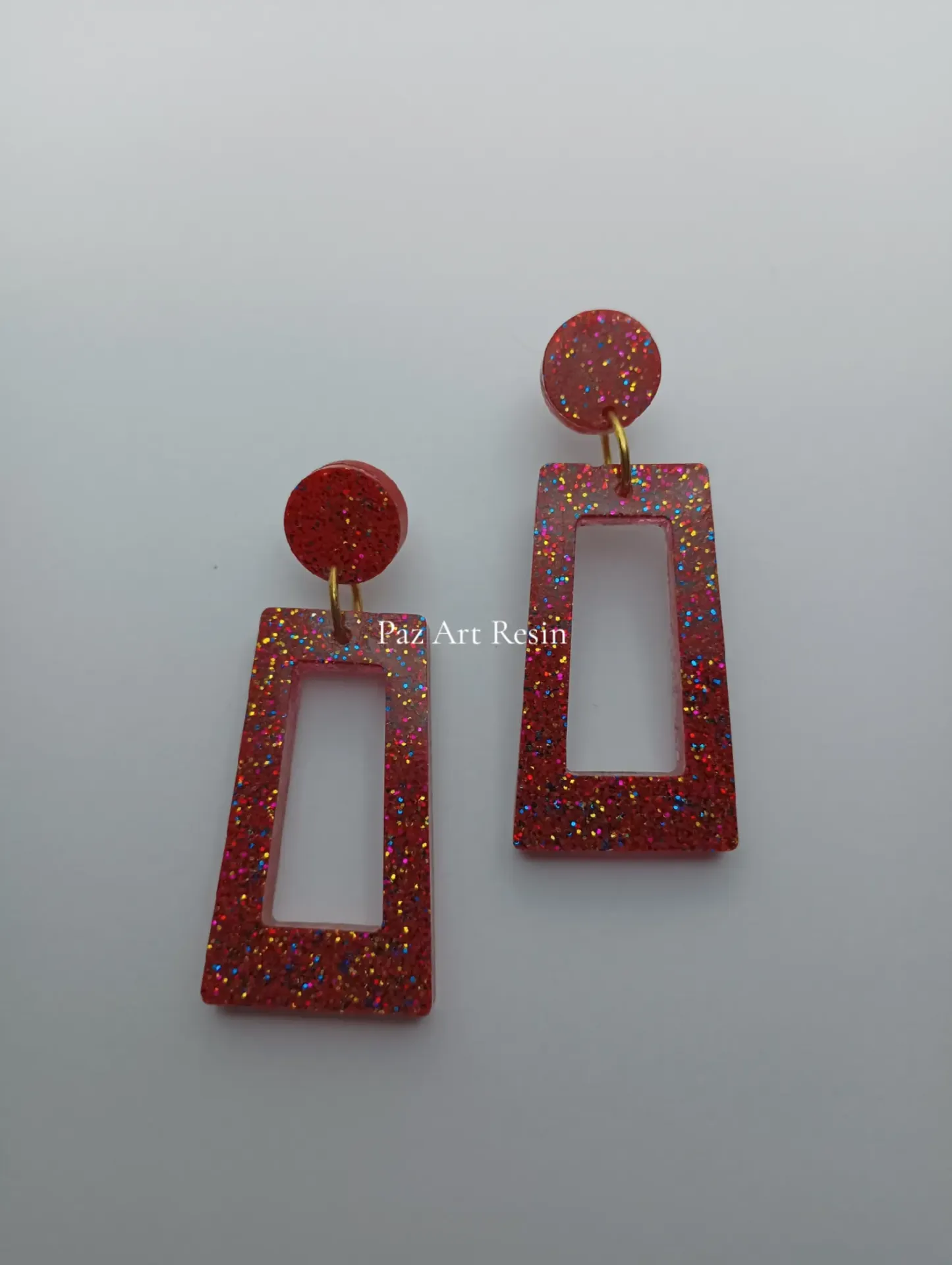 Pendientes Geométricos Rojos - Imagen 5