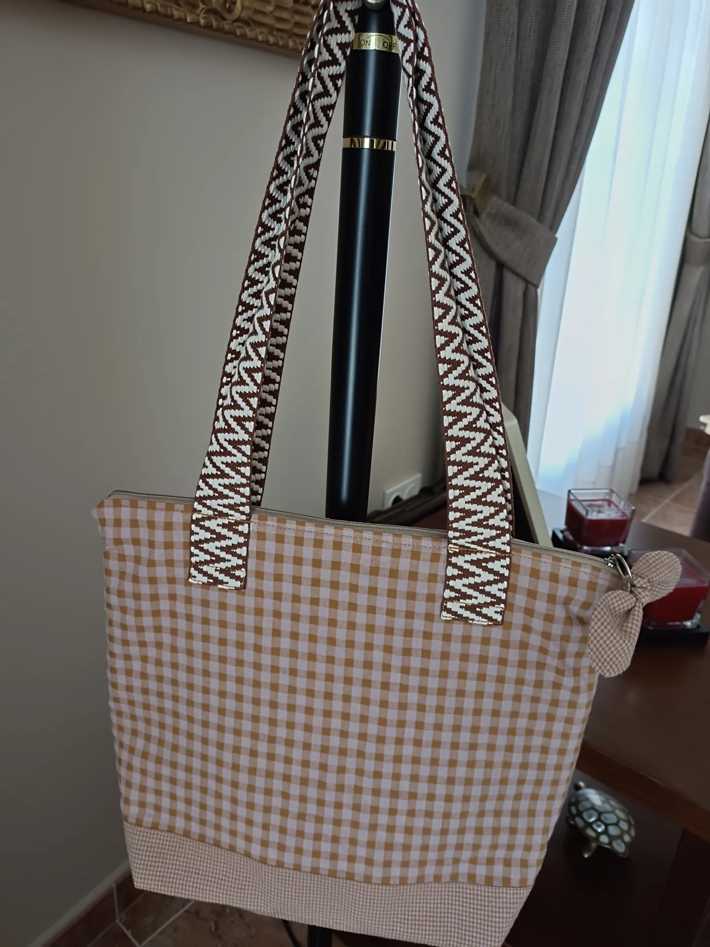Bolso Tote Vichy canela & cuadros