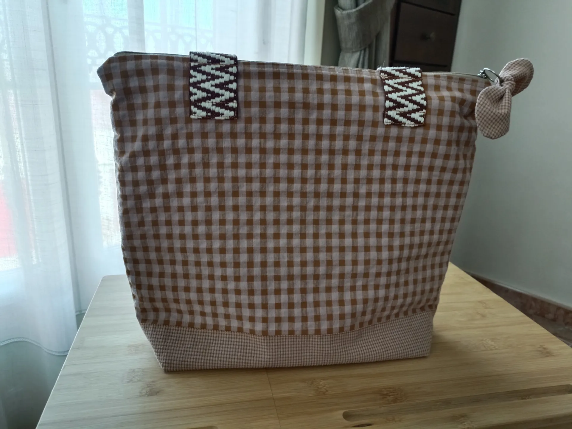 Bolso Tote Vichy canela & cuadros - Imagen 4