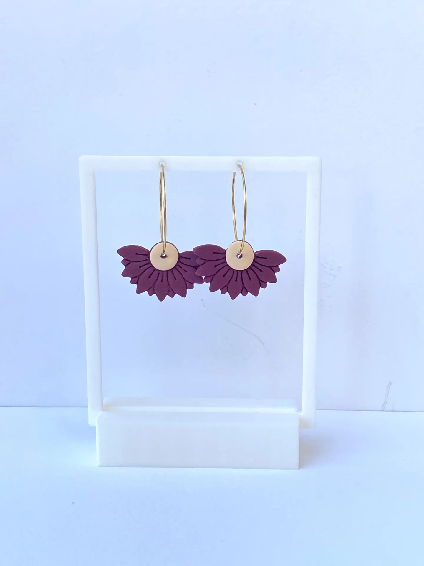 Pendientes de aro de arcilla polimérica. Colección Flora. - Imagen 3
