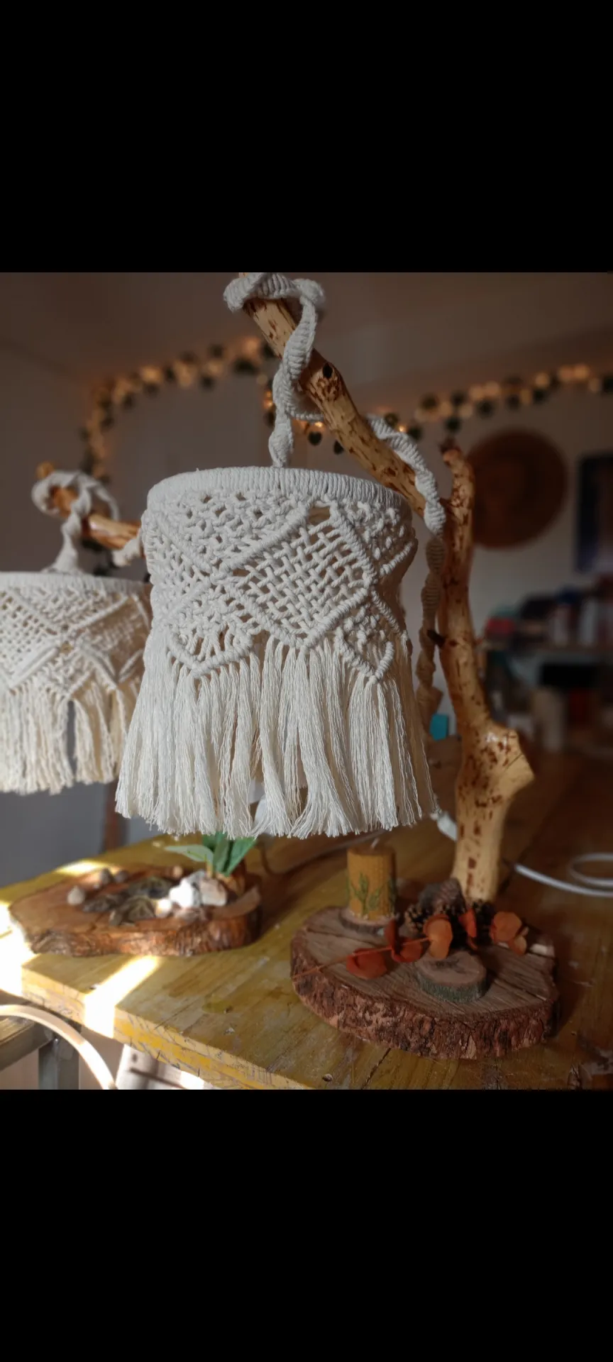 Lampara de macramé de mesa - Imagen 4