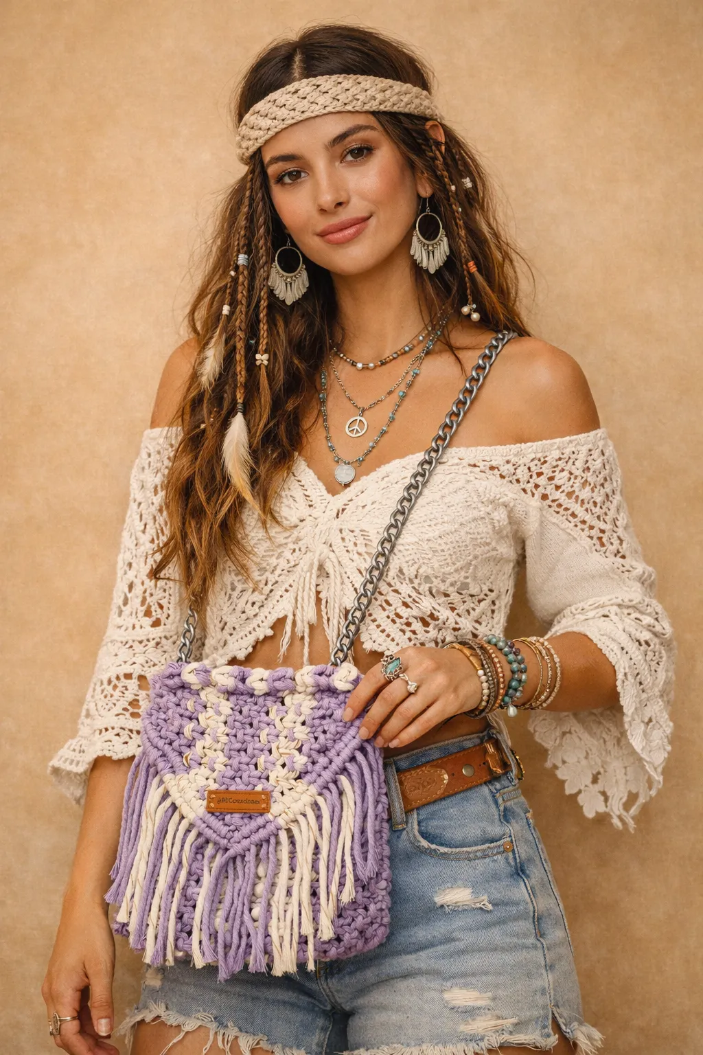 Bolso lila hippie