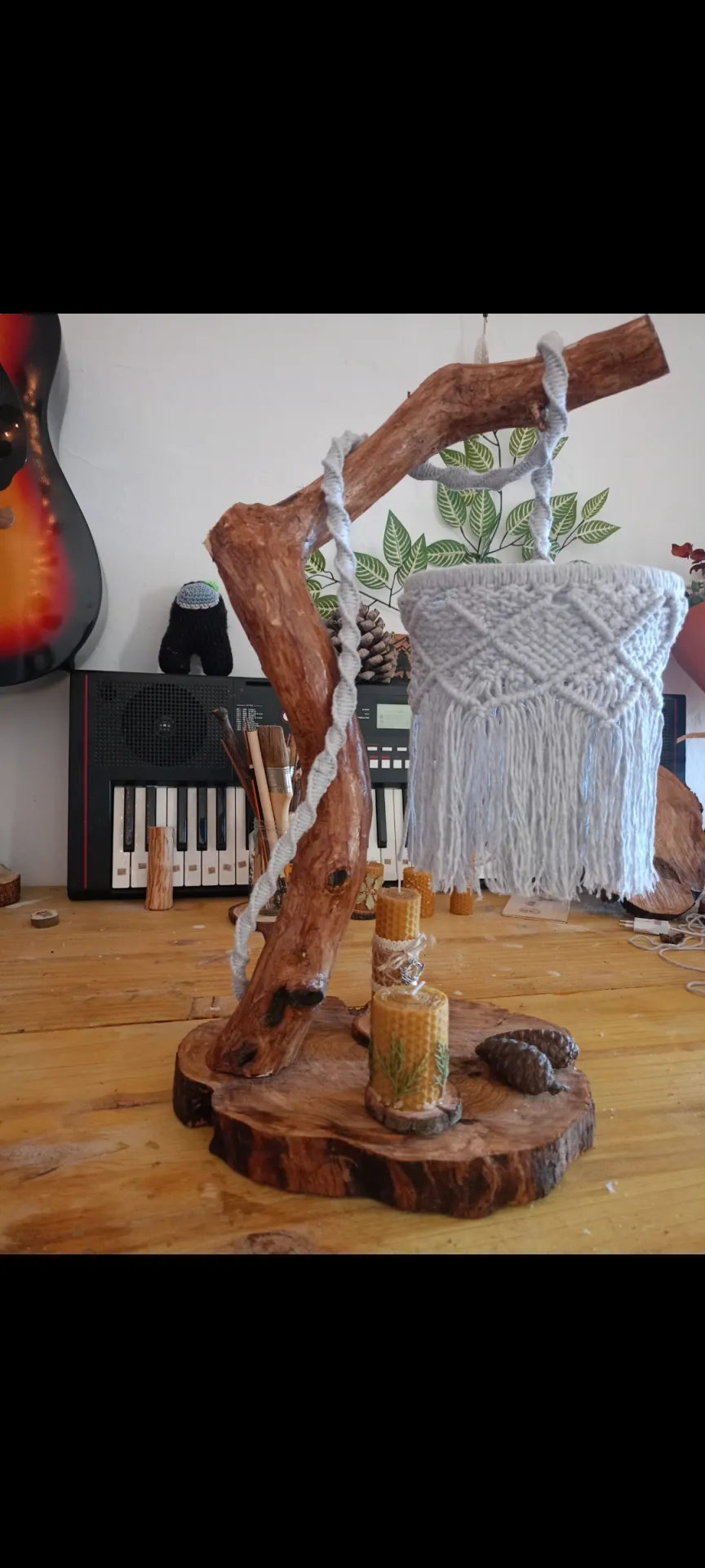 Lampara de macramé de mesa - Imagen 5