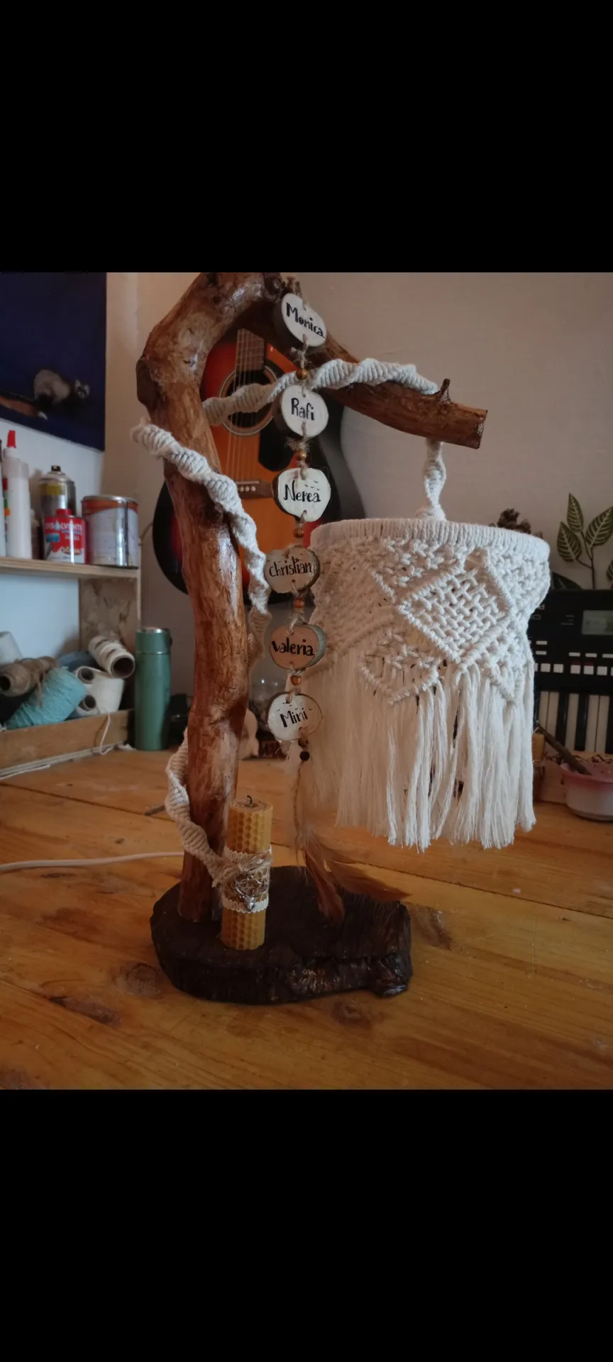 Lampara de macramé de mesa - Imagen 2