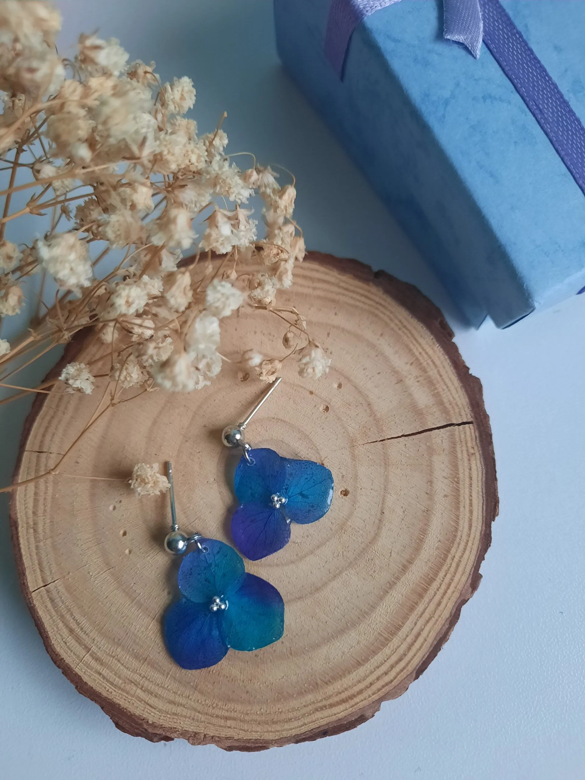 Pendientes hortensia azulmora - Imagen 3
