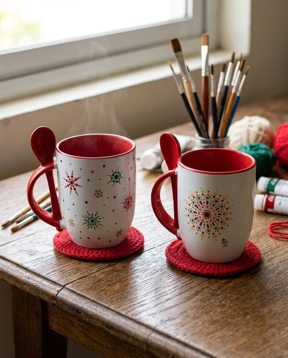 Tazas decoradas con puntillismo  - Imagen 2