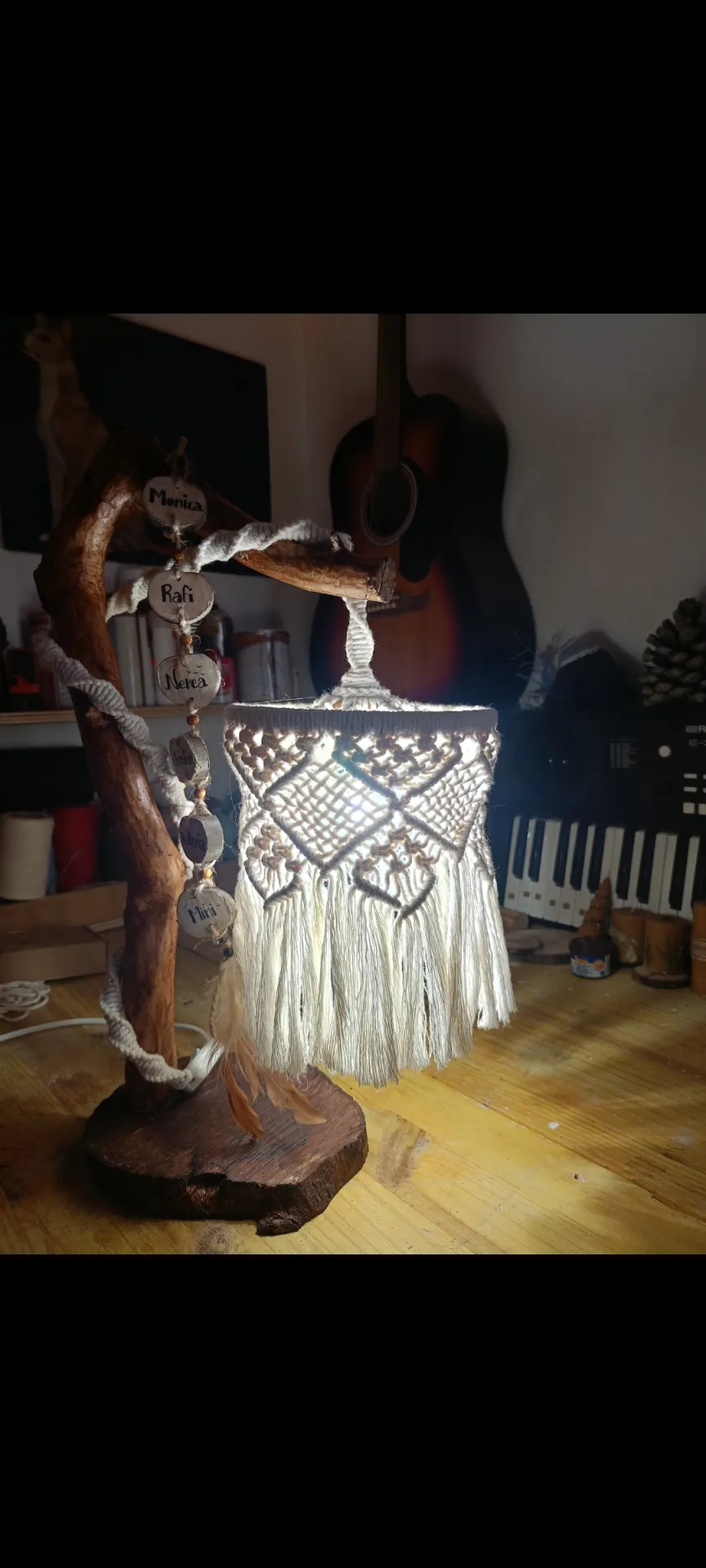Lampara de macramé de mesa - Imagen 3