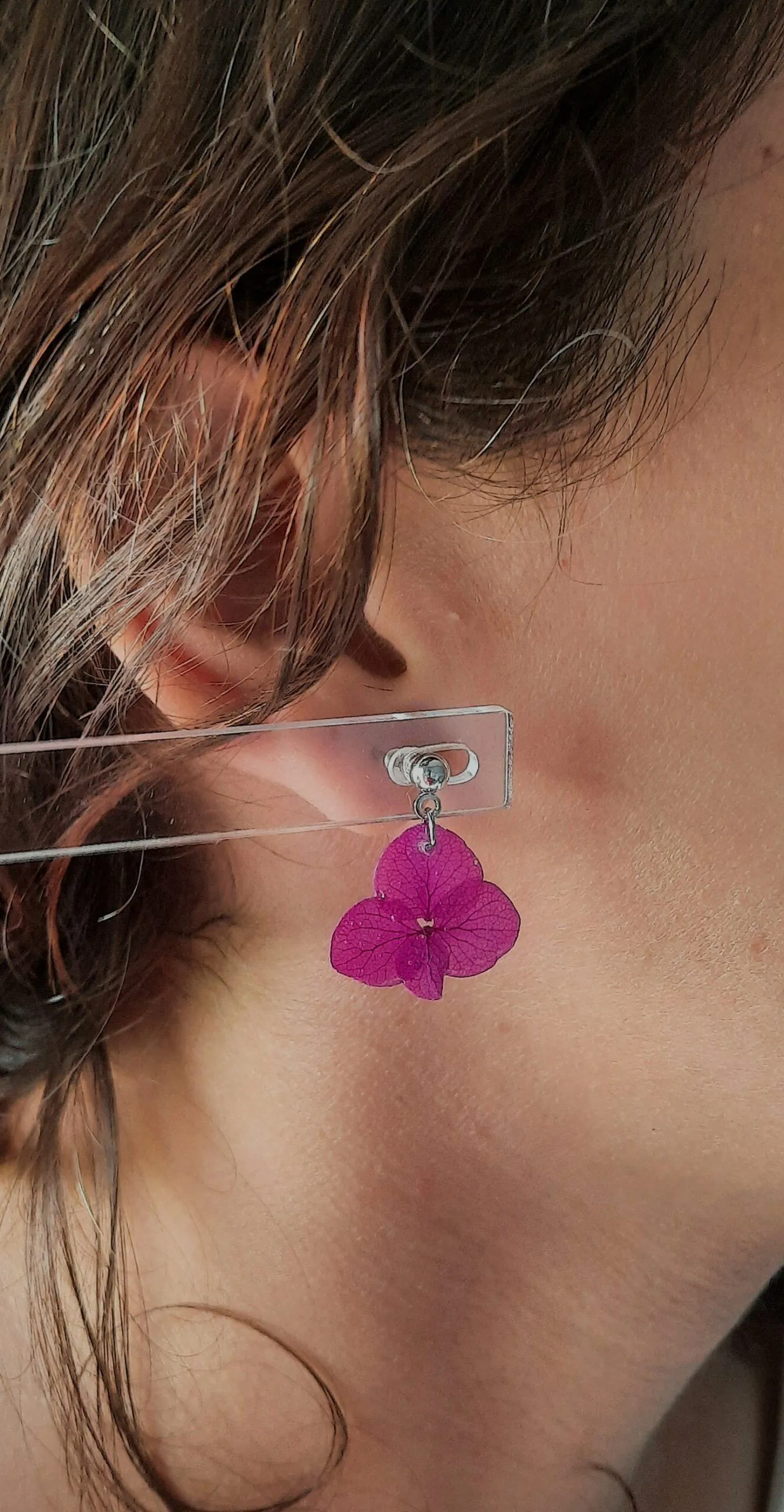 Pendientes Hortensias rosas - Imagen 3