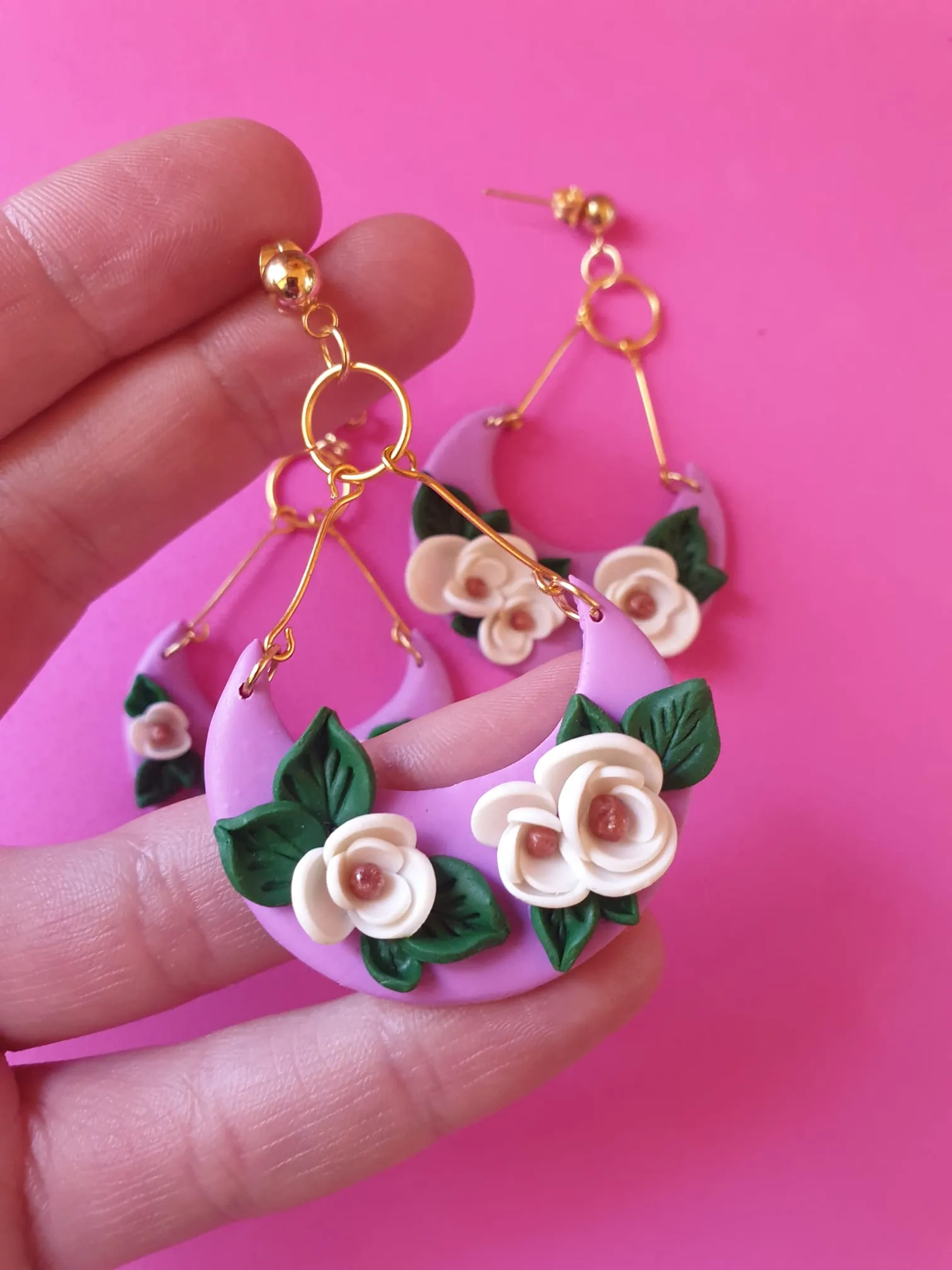 Pendientes Lunas florales - Imagen 2