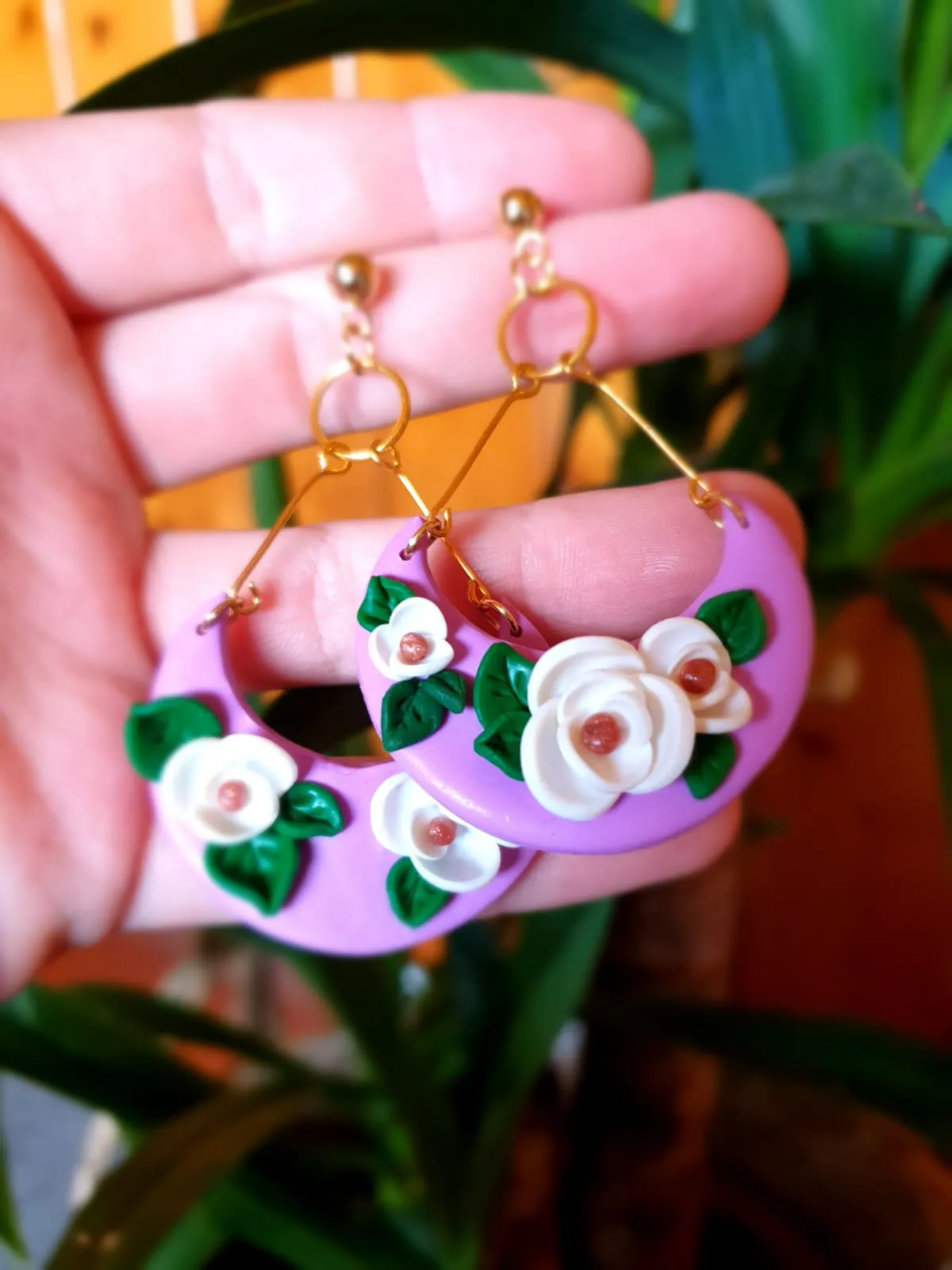 Pendientes Lunas florales