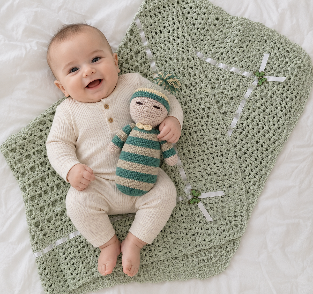 Manta para bebé con muñeco de arrullo