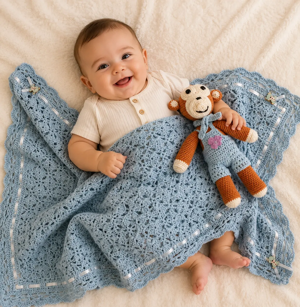 Manta para bebé con muñeco de arrullo