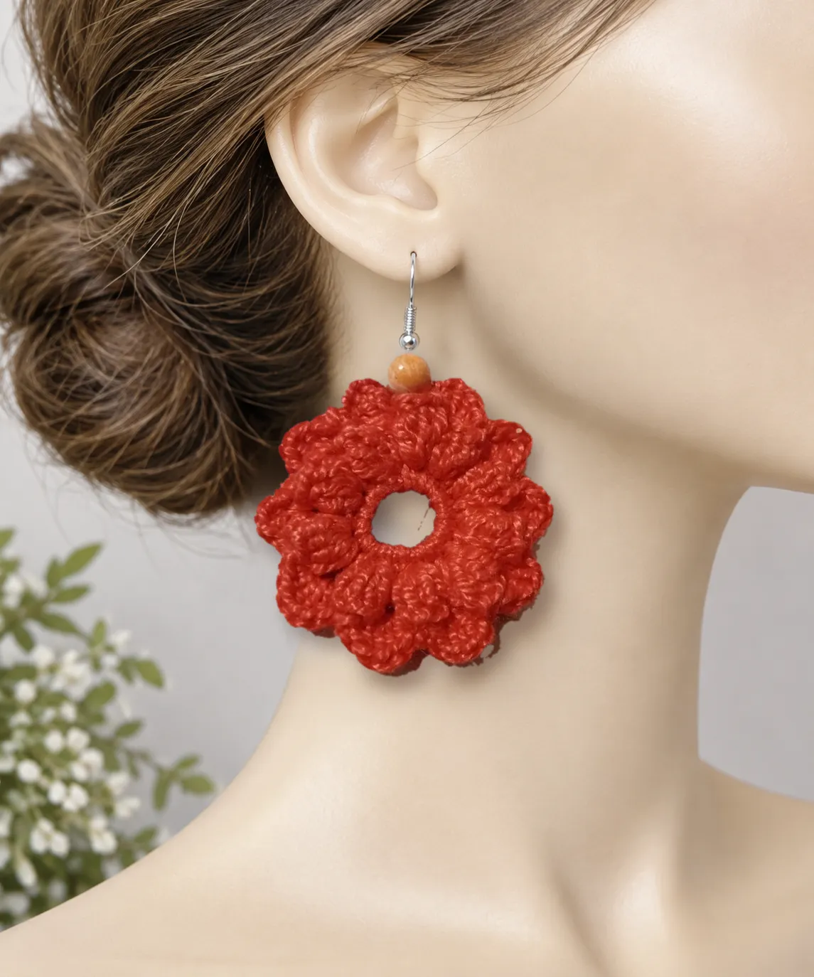 Pendientes artesanales hechos a mano a crochet