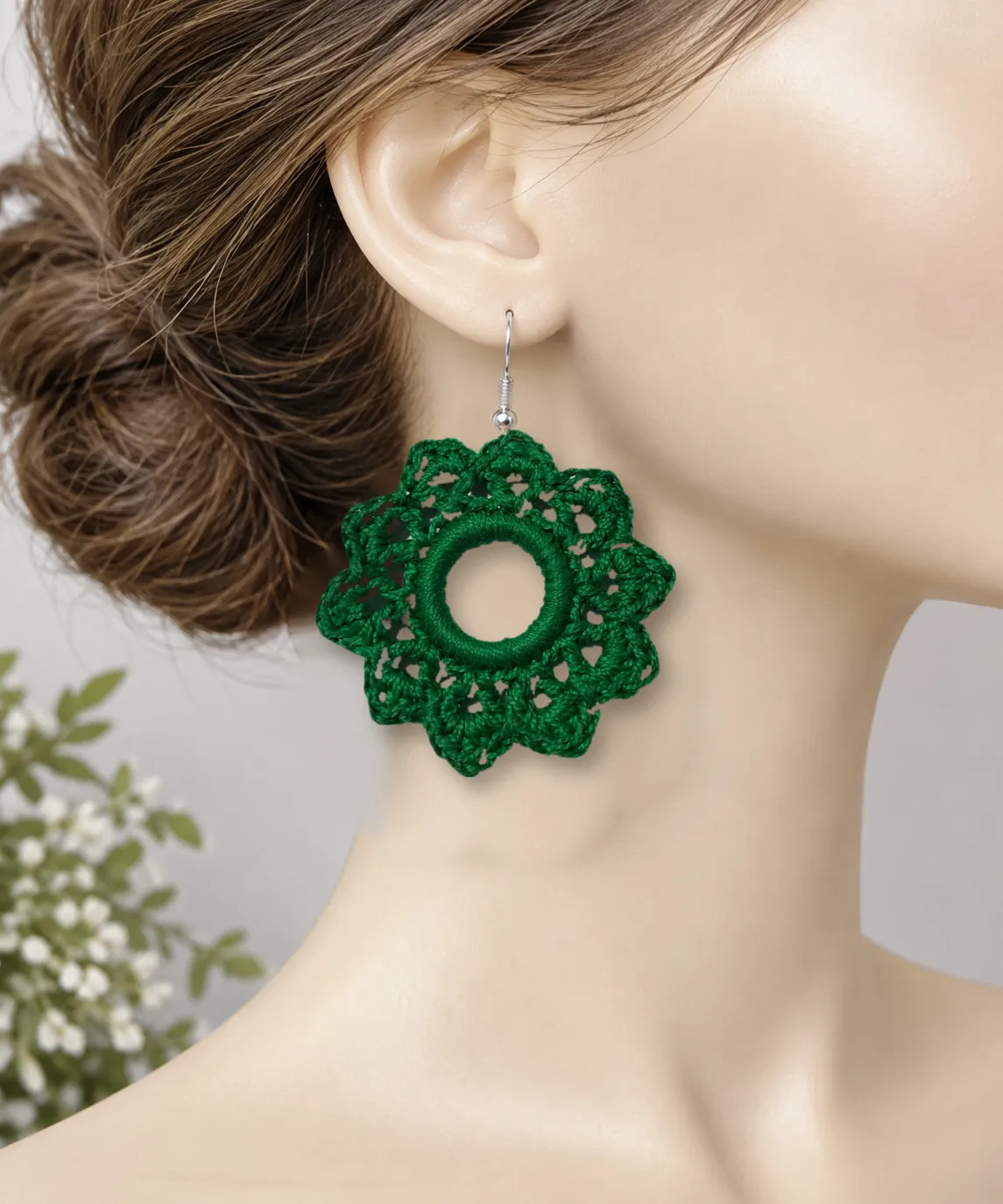 Pendientes de crochet hechos a mano