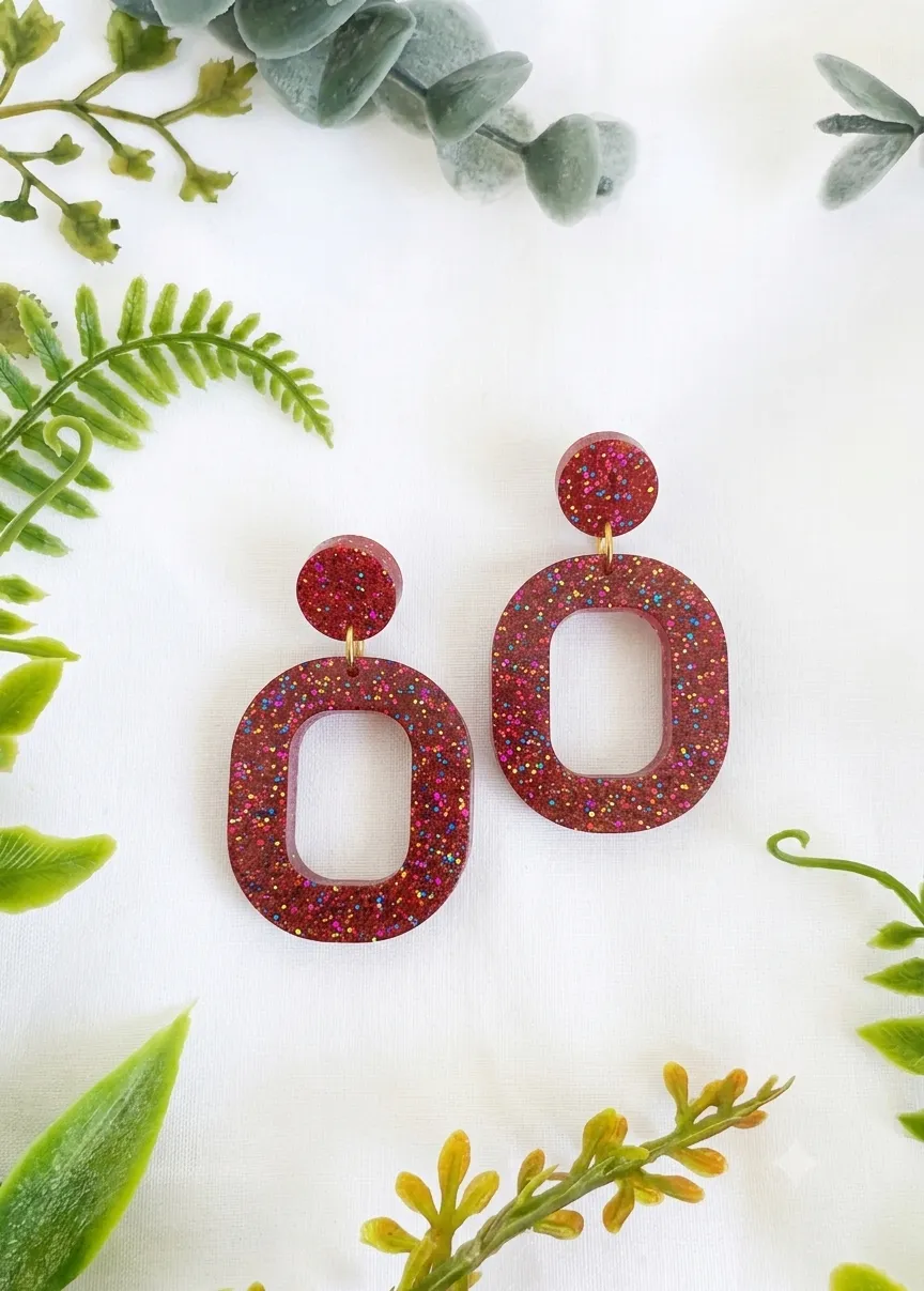 Pendientes Ovalados Rojos